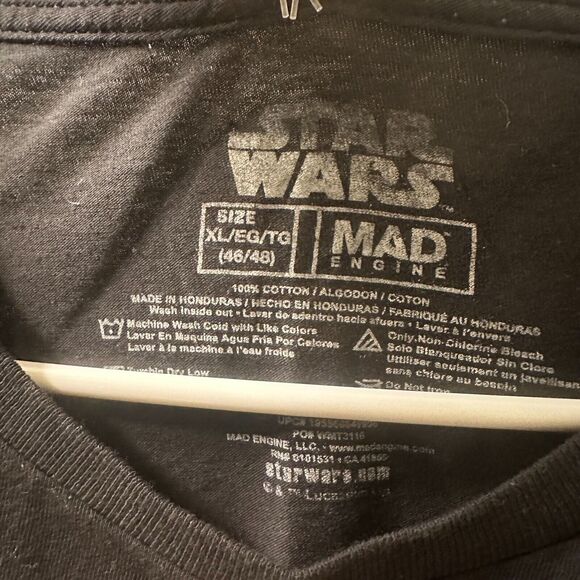 Star Wars Luke SkyWalker Battles Darth Vader Mad Engine XL Black Men's T Shirt - Picture 4 of 4